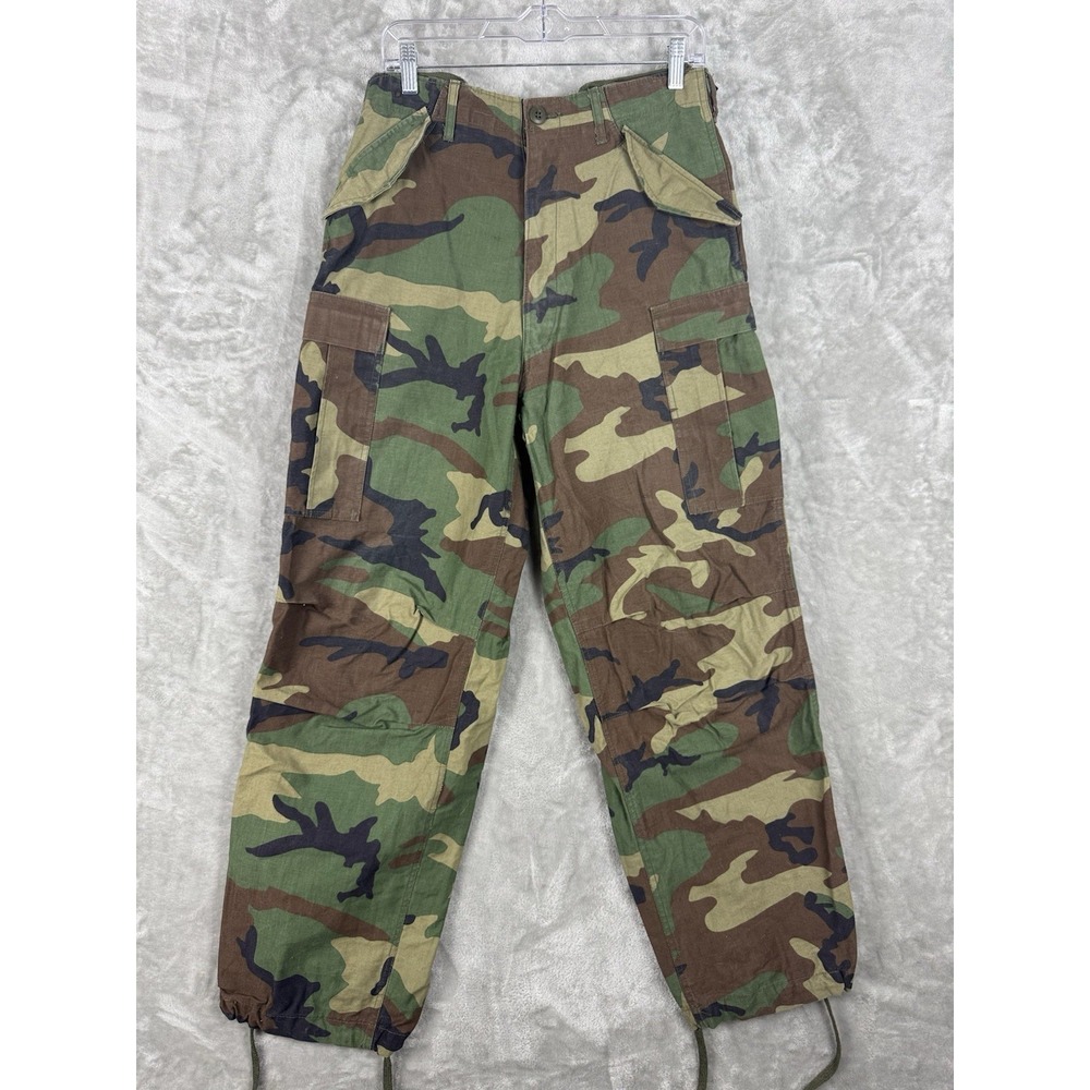 Vintage Woodland Camo Pants Mens Small Regular Military BDU Fly Zip Outdoor